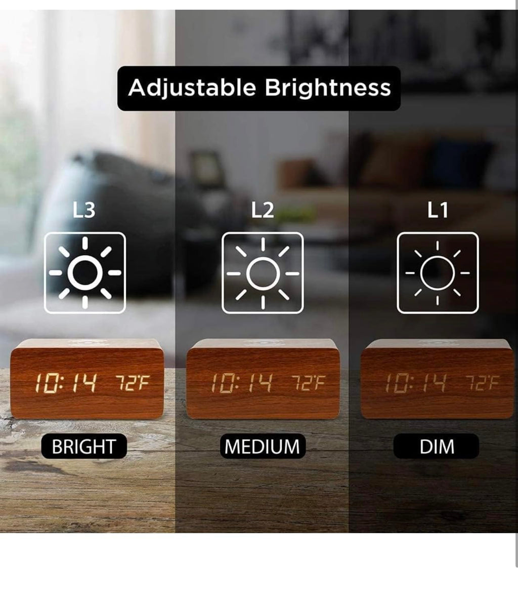 Premium Wooden Digital Alarm Clock