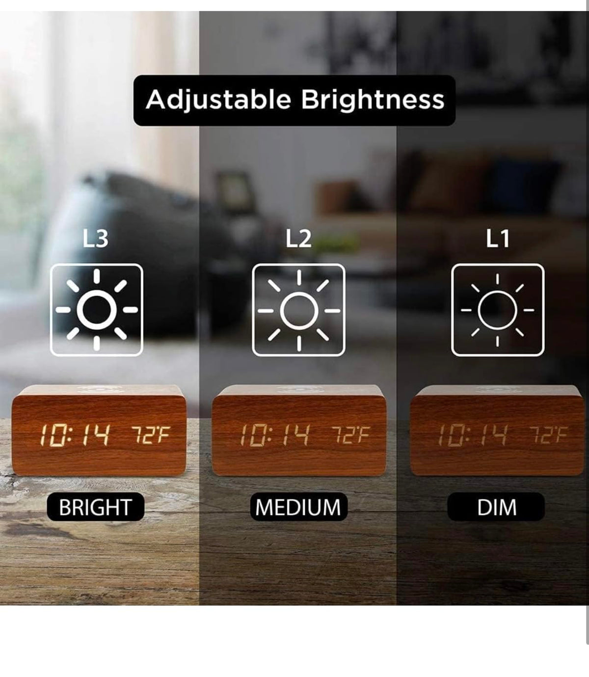 Premium Wooden Digital Alarm Clock