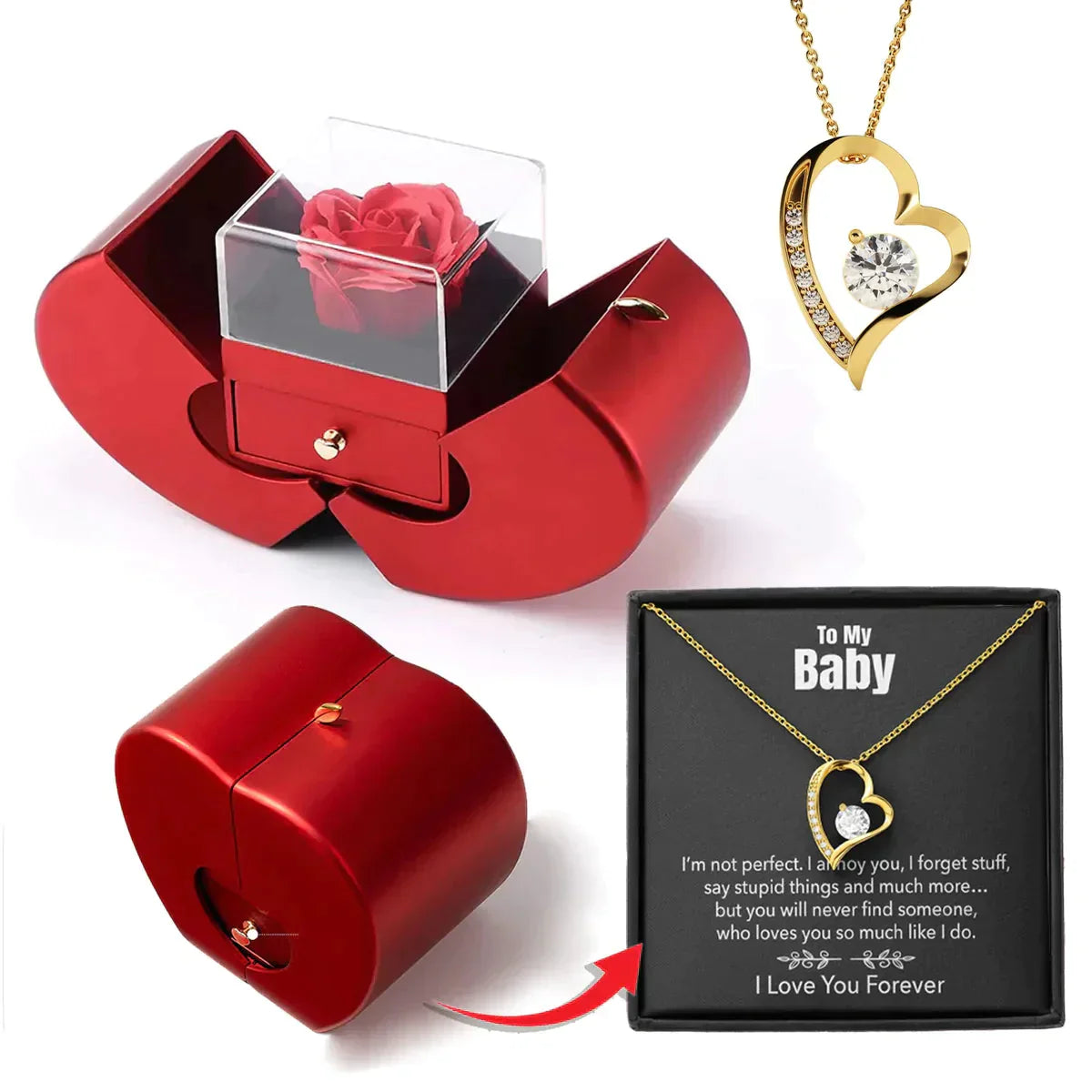FOREVER LOVE NECKLACE - WITH REAL ROSE - TO MY BABY