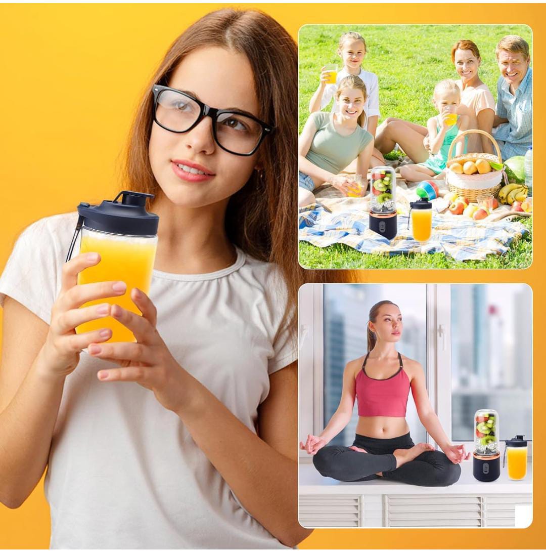 Portable Blender Electric Juicers Fruit Mixers USB Rechargeable Smoothie Mini Personal Juicer 6 Blades 3Gears With 1500 Mah Rechargeable